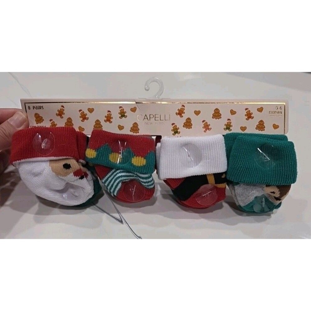 Capelli New York 8 Pairs Christmas Winter Holiday Baby Socks 0-6 Months New B10